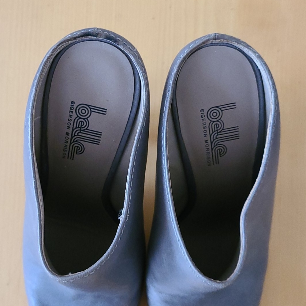Belle Sigerson Morrison Grey Leather Mules - sz 7 - Picture 7 of 13